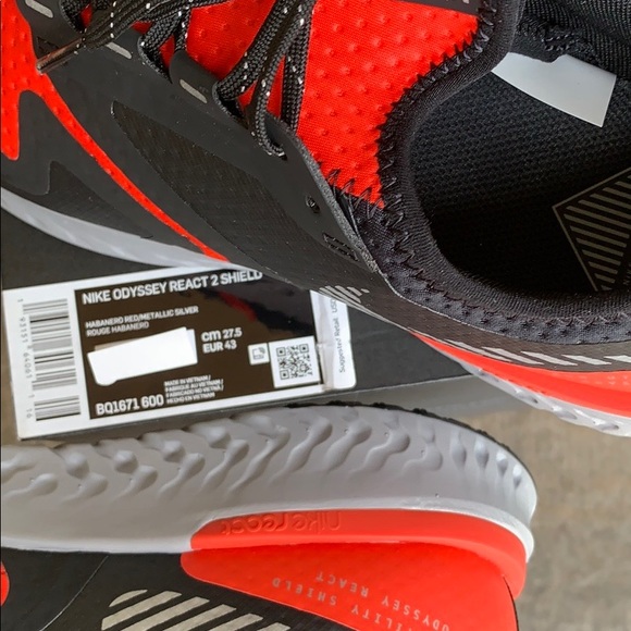 Nike Odyssey React Shield 2 Habanero Red/Black/Thu - Picture 11 of 16